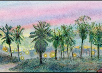 Tribe of the Palms 18"x7" Colored Pencil with watermedia SOLD